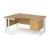 Maestro 25 cable managed leg left hand ergonomic desk with 2 drawer pedestal Desking Dams Oak White 1600mm x 1200mm