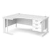 Maestro 25 cable managed leg left hand ergonomic desk with 3 drawer pedestal Desking Dams White White 1800mm x 1200mm