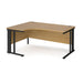 Maestro 25 cable managed leg left hand ergonomic office desk Desking Dams Oak Black 1600mm x 1200mm