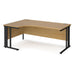 Maestro 25 cable managed leg left hand ergonomic office desk Desking Dams Oak Black 1800mm x 1200mm