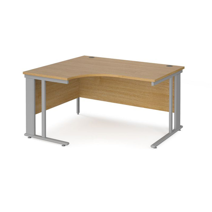 Maestro 25 cable managed leg left hand ergonomic office desk Desking Dams Oak Silver 1400mm x 1200mm