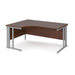 Maestro 25 cable managed leg left hand ergonomic office desk Desking Dams Walnut Silver 1600mm x 1200mm