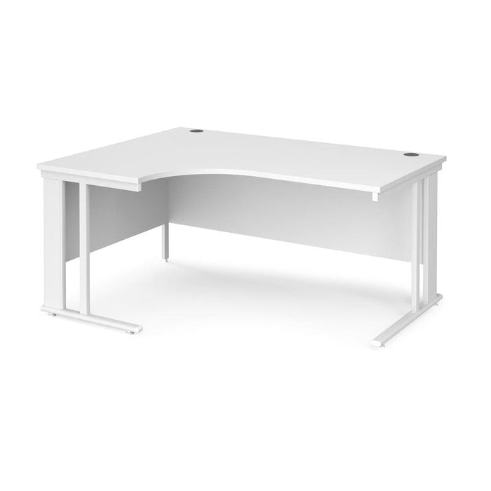 Maestro 25 cable managed leg left hand ergonomic office desk Desking Dams White White 1600mm x 1200mm