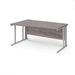 Maestro 25 cable managed leg left hand wave office desk Desking Dams Grey Oak Silver 1600mm x 800-990mm