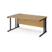 Maestro 25 cable managed leg left hand wave office desk Desking Dams Oak Black 1600mm x 800-990mm