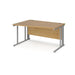 Maestro 25 cable managed leg left hand wave office desk Desking Dams Oak Silver 1400mm x 800-990mm