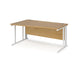 Maestro 25 cable managed leg left hand wave office desk Desking Dams Oak White 1600mm x 800-990mm