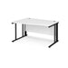 Maestro 25 cable managed leg left hand wave office desk Desking Dams White Black 1400mm x 800-990mm