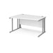 Maestro 25 cable managed leg left hand wave office desk Desking Dams White Silver 1400mm x 800-990mm