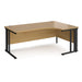 Maestro 25 cable managed leg right hand ergonomic office desk Desking Dams Oak Black 1800mm x 1200mm