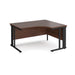 Maestro 25 cable managed leg right hand ergonomic office desk Desking Dams Walnut Black 1400mm x 1200mm