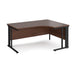 Maestro 25 cable managed leg right hand ergonomic office desk Desking Dams Walnut Black 1600mm x 1200mm