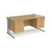 Maestro 25 cable managed leg straight desk with two x 3 drawer pedestals Desking Dams Oak Silver 1600mm x 800mm