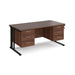 Maestro 25 cable managed leg straight desk with two x 3 drawer pedestals Desking Dams Walnut Black 1600mm x 800mm