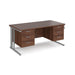 Maestro 25 cable managed leg straight desk with two x 3 drawer pedestals Desking Dams Walnut Silver 1600mm x 800mm