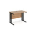 Maestro 25 cable managed leg straight narrow office desk Desking Dams Beech Black 1000mm x 600mm