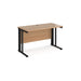 Maestro 25 cable managed leg straight narrow office desk Desking Dams Beech Black 1200mm x 600mm