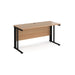 Maestro 25 cable managed leg straight narrow office desk Desking Dams Beech Black 1400mm x 600mm