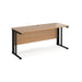 Maestro 25 cable managed leg straight narrow office desk Desking Dams Beech Black 1600mm x 600mm