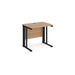 Maestro 25 cable managed leg straight narrow office desk Desking Dams Beech Black 800mm x 600mm