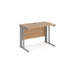 Maestro 25 cable managed leg straight narrow office desk Desking Dams Beech Silver 1000mm x 600mm