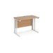 Maestro 25 cable managed leg straight narrow office desk Desking Dams Beech White 1000mm x 600mm