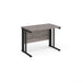 Maestro 25 cable managed leg straight narrow office desk Desking Dams Grey Oak Black 1000mm x 600mm