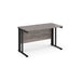 Maestro 25 cable managed leg straight narrow office desk Desking Dams Grey Oak Black 1200mm x 600mm