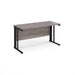 Maestro 25 cable managed leg straight narrow office desk Desking Dams Grey Oak Black 1400mm x 600mm