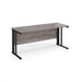 Maestro 25 cable managed leg straight narrow office desk Desking Dams Grey Oak Black 1600mm x 600mm