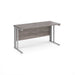 Maestro 25 cable managed leg straight narrow office desk Desking Dams Grey Oak Silver 1400mm x 600mm