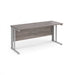 Maestro 25 cable managed leg straight narrow office desk Desking Dams Grey Oak Silver 1600mm x 600mm