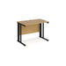 Maestro 25 cable managed leg straight narrow office desk Desking Dams Oak Black 1000mm x 600mm