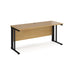 Maestro 25 cable managed leg straight narrow office desk Desking Dams Oak Black 1600mm x 600mm