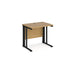 Maestro 25 cable managed leg straight narrow office desk Desking Dams Oak Black 800mm x 600mm