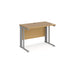 Maestro 25 cable managed leg straight narrow office desk Desking Dams Oak Silver 1000mm x 600mm