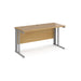 Maestro 25 cable managed leg straight narrow office desk Desking Dams Oak Silver 1400mm x 600mm