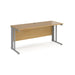 Maestro 25 cable managed leg straight narrow office desk Desking Dams Oak Silver 1600mm x 600mm