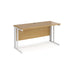 Maestro 25 cable managed leg straight narrow office desk Desking Dams Oak White 1400mm x 600mm