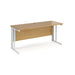 Maestro 25 cable managed leg straight narrow office desk Desking Dams Oak White 1600mm x 600mm