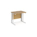 Maestro 25 cable managed leg straight narrow office desk Desking Dams Oak White 800mm x 600mm