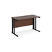 Maestro 25 cable managed leg straight narrow office desk Desking Dams Walnut Black 1200mm x 600mm