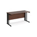 Maestro 25 cable managed leg straight narrow office desk Desking Dams Walnut Black 1400mm x 600mm