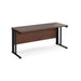 Maestro 25 cable managed leg straight narrow office desk Desking Dams Walnut Black 1600mm x 600mm