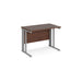 Maestro 25 cable managed leg straight narrow office desk Desking Dams Walnut Silver 1000mm x 600mm