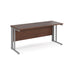 Maestro 25 cable managed leg straight narrow office desk Desking Dams Walnut Silver 1600mm x 600mm