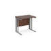 Maestro 25 cable managed leg straight narrow office desk Desking Dams Walnut Silver 800mm x 600mm