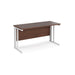 Maestro 25 cable managed leg straight narrow office desk Desking Dams Walnut White 1400mm x 600mm