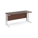 Maestro 25 cable managed leg straight narrow office desk Desking Dams Walnut White 1600mm x 600mm