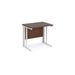 Maestro 25 cable managed leg straight narrow office desk Desking Dams Walnut White 800mm x 600mm